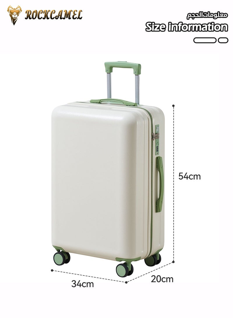 ROCKCAMEL Carry-On Luggage, 20-Inch Lightweight Suitcase with Built-in USB Charging Port, Hooks, and Silent Spinner Wheels, Hardside Luggage for Travel, College Students, Cabin Sized, White & Green - Image 4